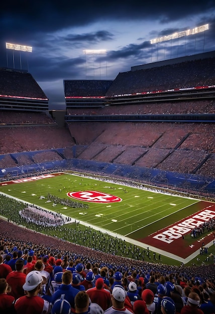 Photo a stadium with a red sign that says  state  on it