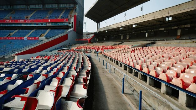 Photo a stadium with a red and white seats with the word  los angeles  on the front