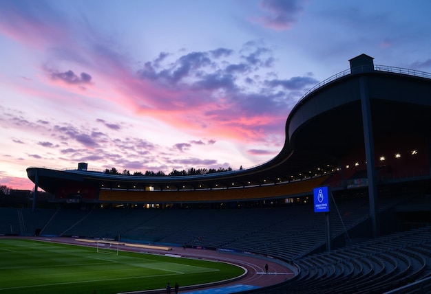 a stadium with a sign that says  no  on it