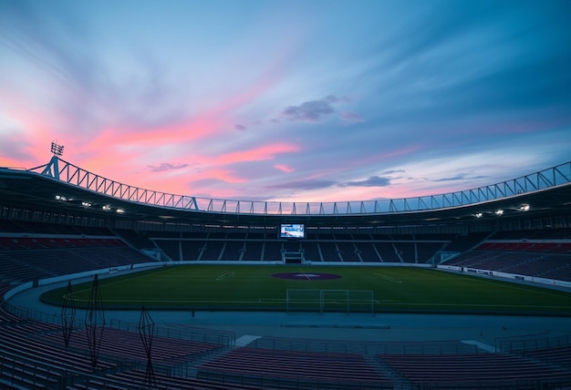 a stadium with a sign that says soccer on it