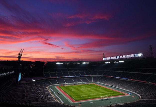 a stadium with a sign that says quot the word quot on it