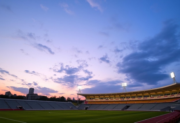 Photo a stadium with a sky in the background and a sign that says  stadium