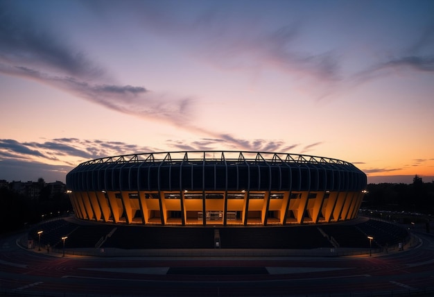 a stadium with a sky background and the word stadium on the front