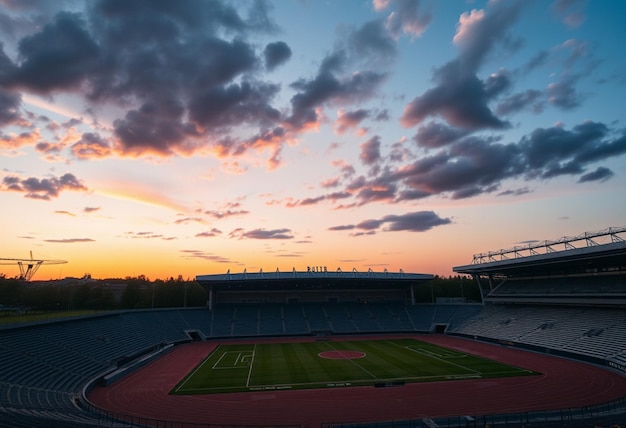 Photo a stadium with a sky and clouds in the background