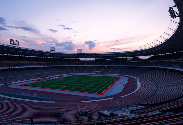 a stadium with a stadium that has a sign that says  no