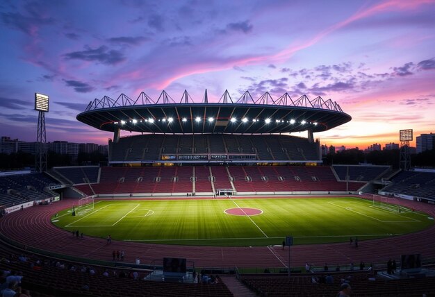 a stadium with a stadium with a pink sign that says  stadium