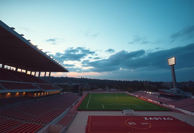 a stadium with a stadium with the word  university  on the side