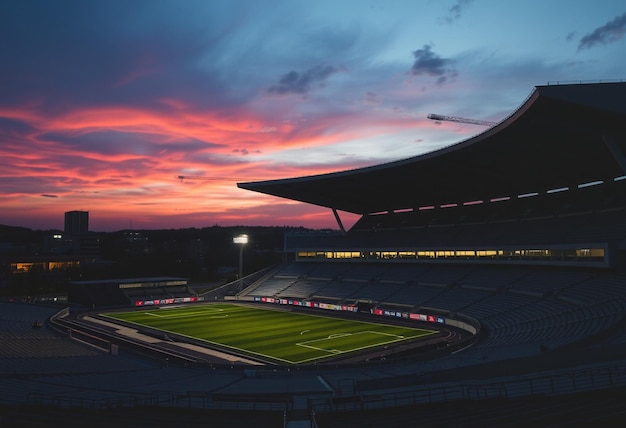 a stadium with the word  soccer  on the side of it