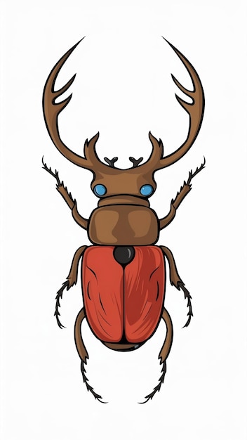 Stag beetle flying cartoon style