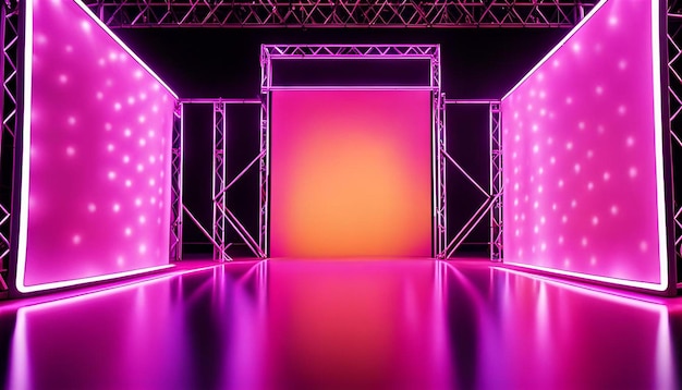 Stage background with neon lights