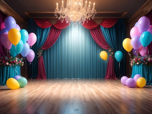 A Stage of balloons For Event wedding and Valentine Background