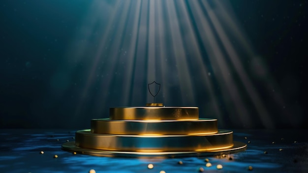 Photo stage podium with lighting stage podium scene with for award ceremony on blue lighting background vector illustration