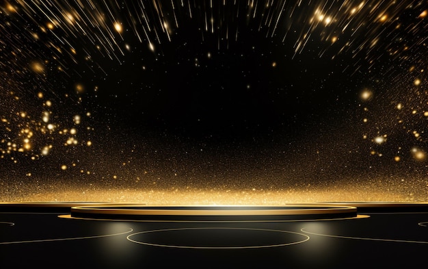 Stage shaped golden particle background