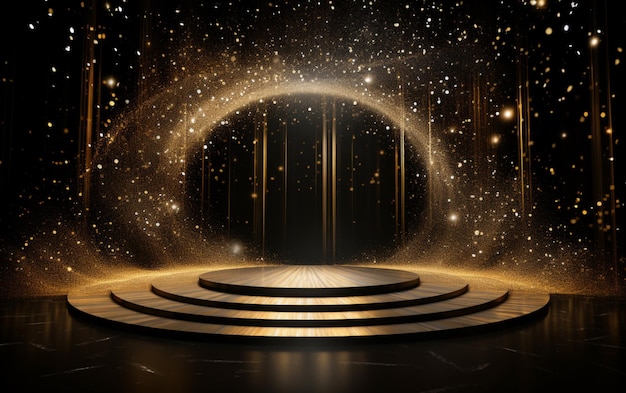 Stage shaped golden particle background