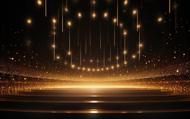 Stage shaped golden particle background