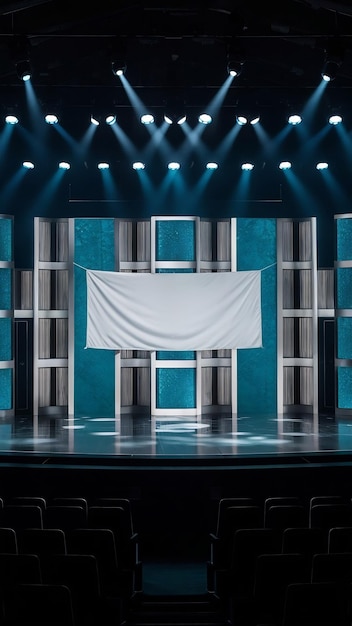 Photo a stage with a blank banner in the center