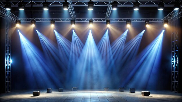 Photo a stage with a blue light on it and a blue light on the top