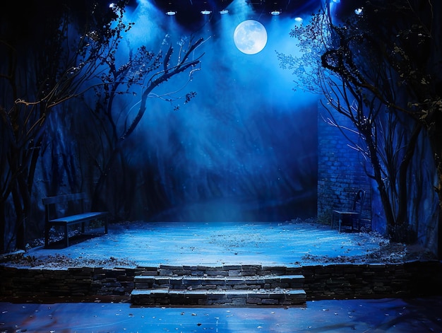 Photo a stage with a full moon in the background