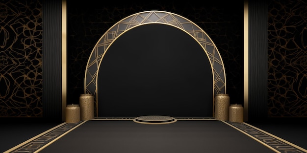 A stage with a gold arch and the word " the word " on it.