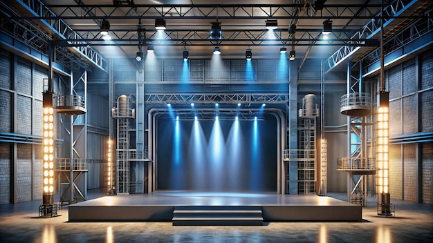 Photo a stage with a ladder on it and a ladder on the stage