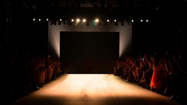 A stage with a large stage with black screen