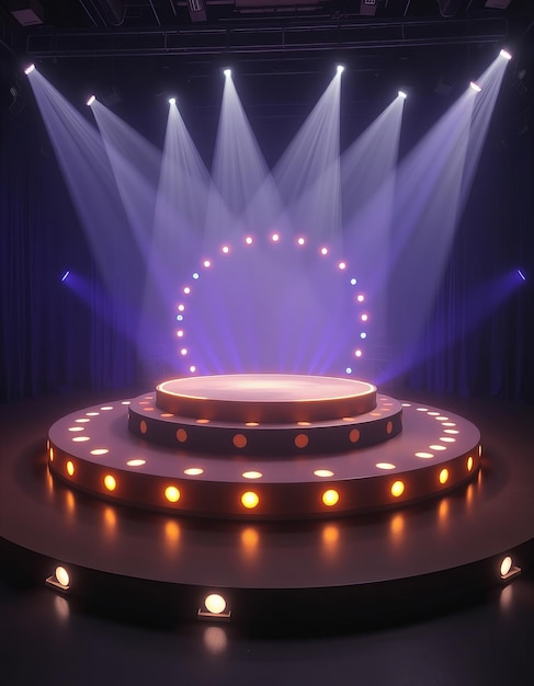 a stage with lights and a circle with lights on it