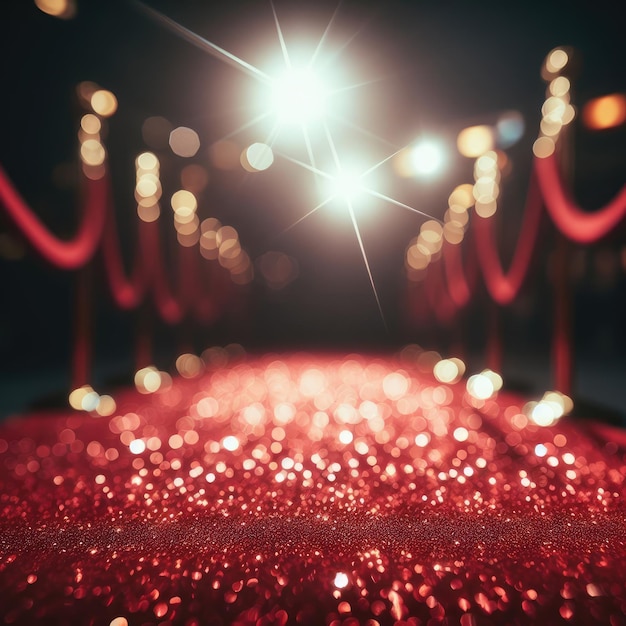 stage with lights and red carpet