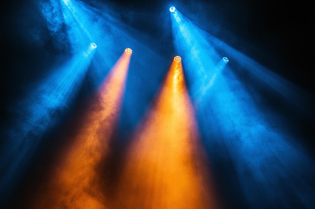 a stage with lights that say quot spotlight quot and a blue and orange light