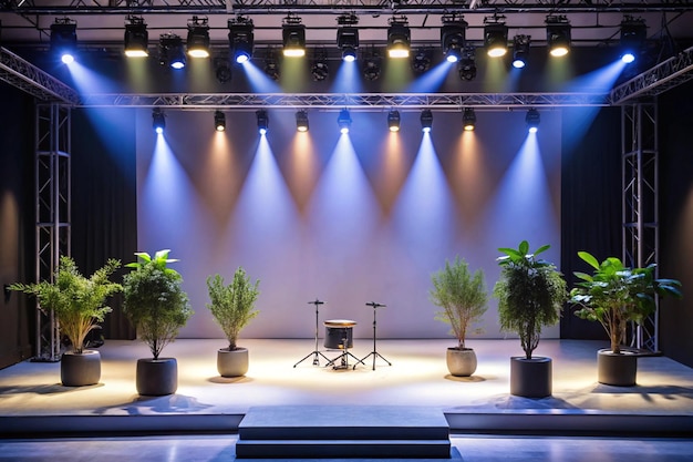 Photo a stage with plants and a stage with a stage for a show of trees