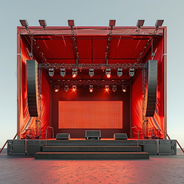 Photo a stage with a red stage with a red stage on it