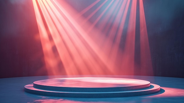 Photo a stage with a spotlight on it and a stage with a red light behind it