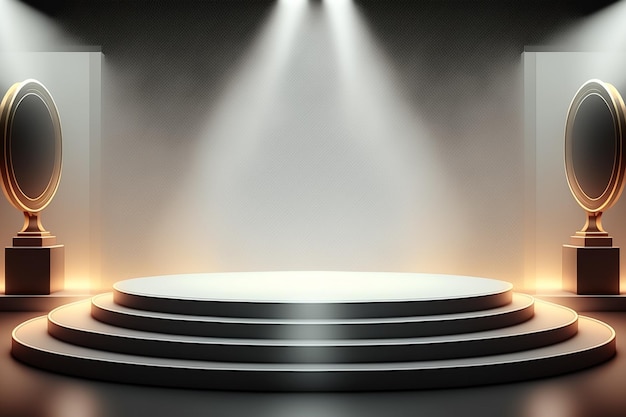 a stage with a spotlight and a spotlight on it