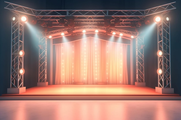 A stage with a stage and lights