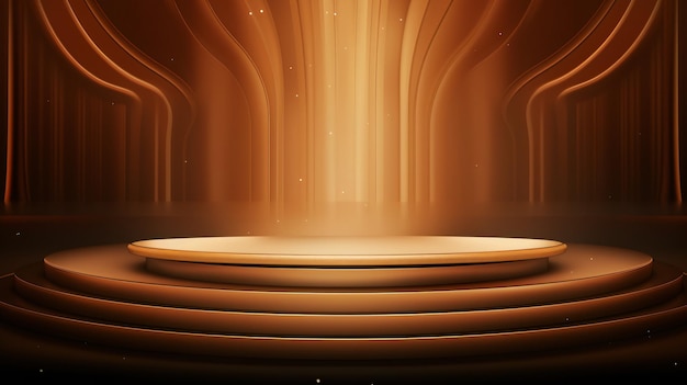 a stage with a stage and a stage with a brown background