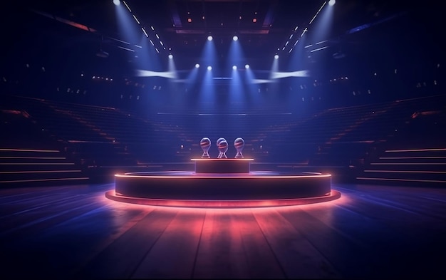 A stage with a stage that has a stage that says'the band'on it