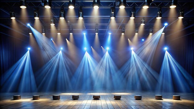 Photo a stage with a stage with lights on it and a stage with a stage in the middle