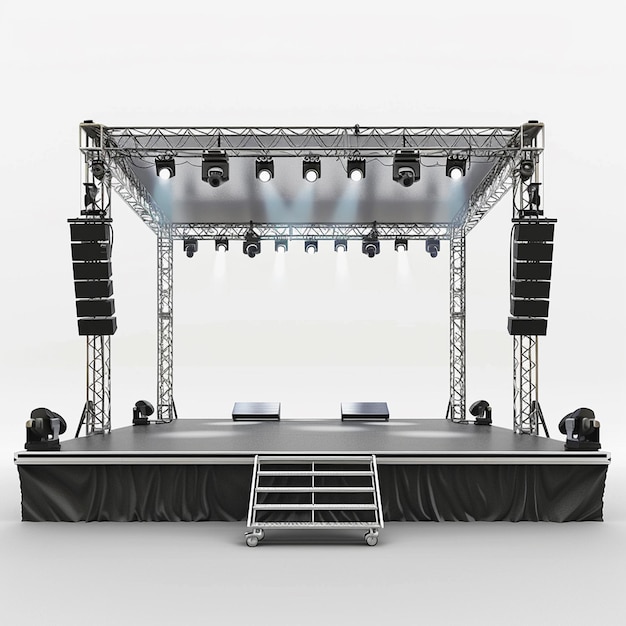 Photo a stage with a stage with a stage with a stage with a stage with lights on it