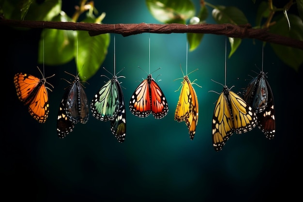 Stages of Butterfly Emergence from Chrysalis Captured AI