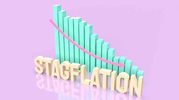 The stagflation text and chart for business concept 3d rendering