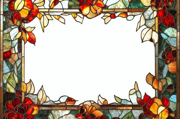 Photo stained glass floral frame