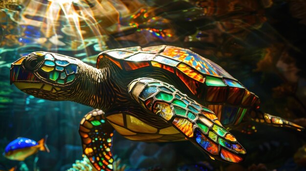 Photo stained glass sea turtle