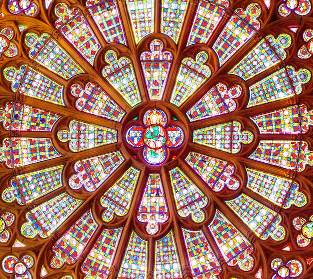 The Stained glass window in the Catholic Cathedral.