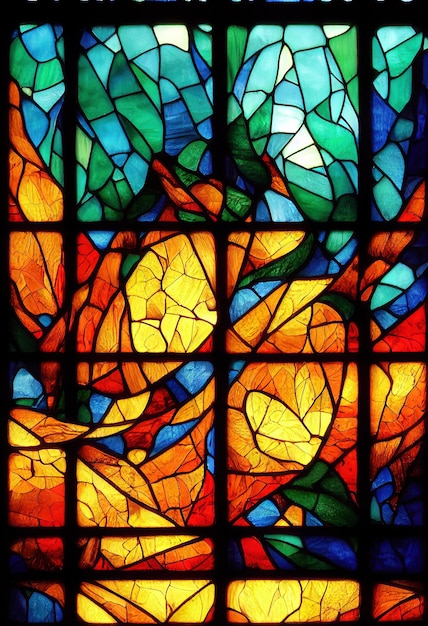 Stained glass window colorful painting