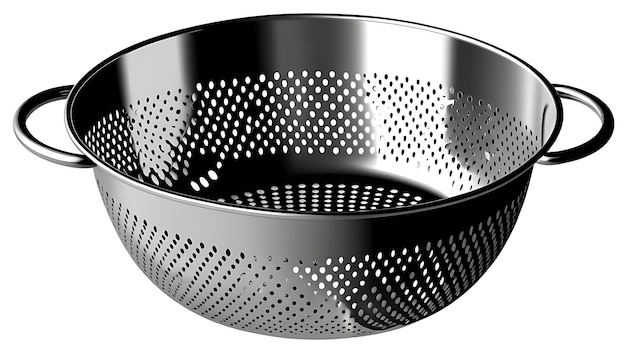 Photo stainless steel colander with handles