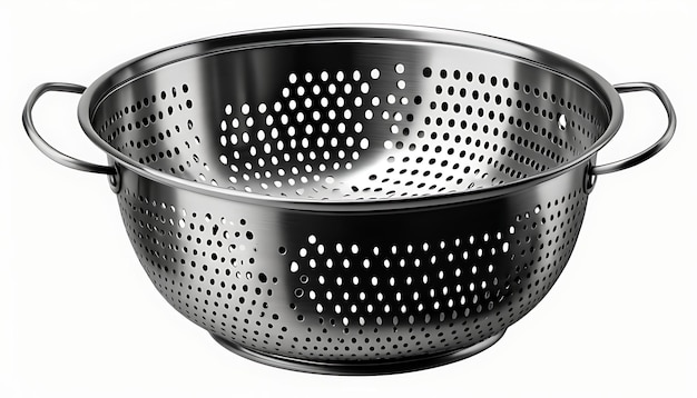 Photo stainless steel colander with two handles