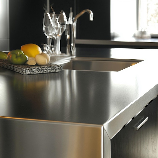 Stainless steel countertop for a professional sleek appearance