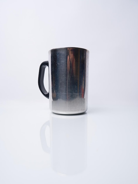 stainless steel cup isolated on a white background