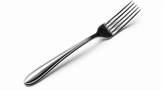 Stainless Steel Fork on White Background Modern Cutlery Photography for Kitchen and Dining Concept