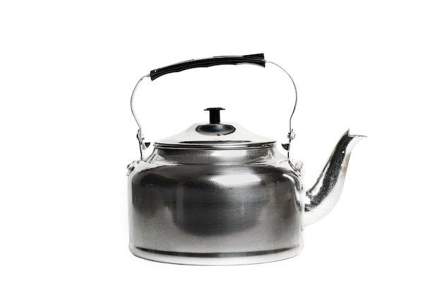 Stainless steel kettle isolated on a white background