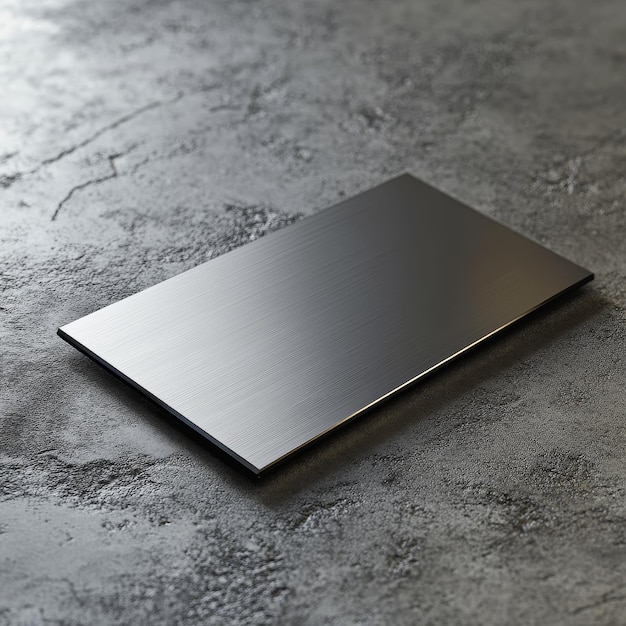 Photo stainless steel plate on a concrete background 3d rendering